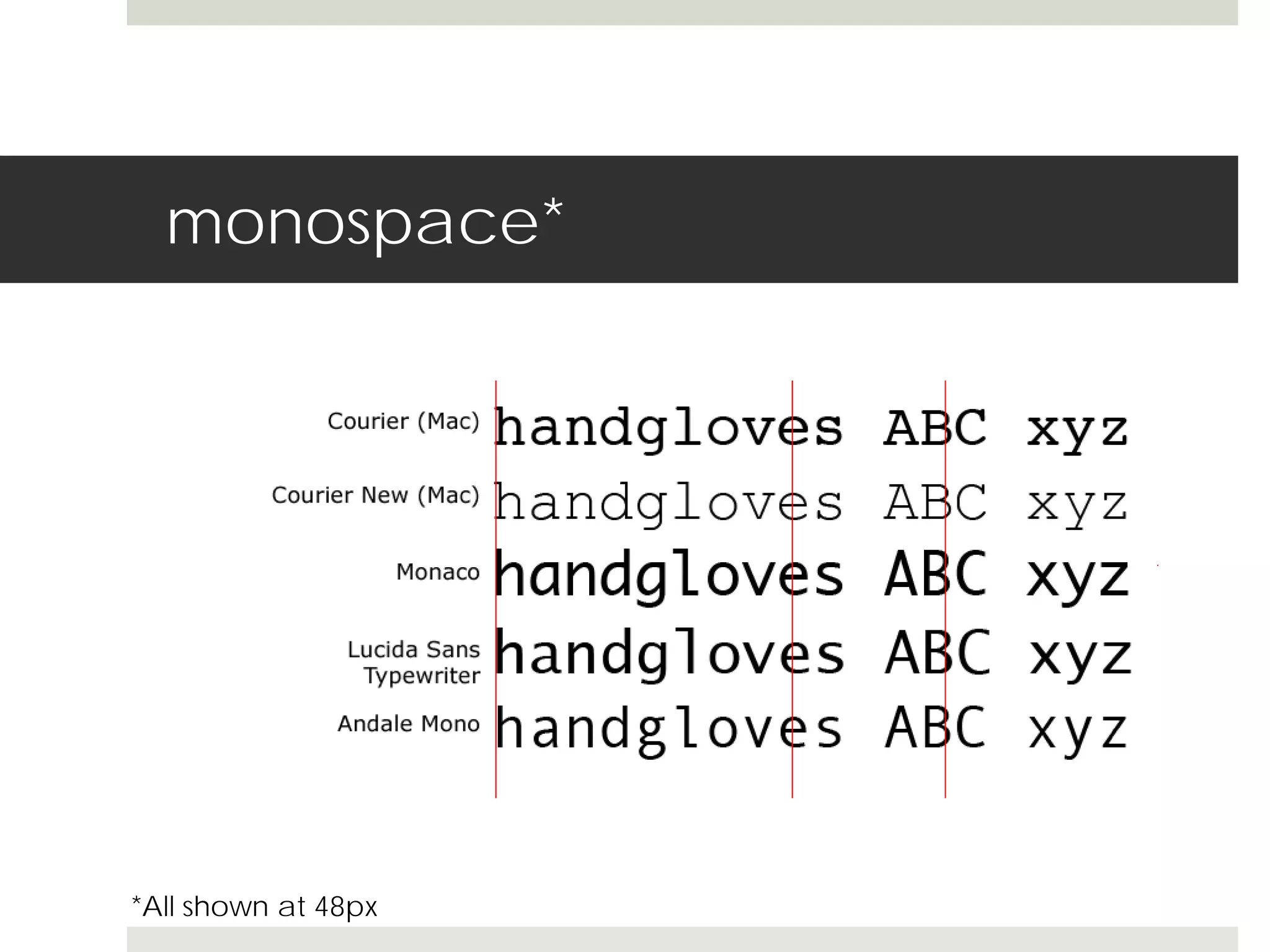 monospace*




*All shown at 48px
 