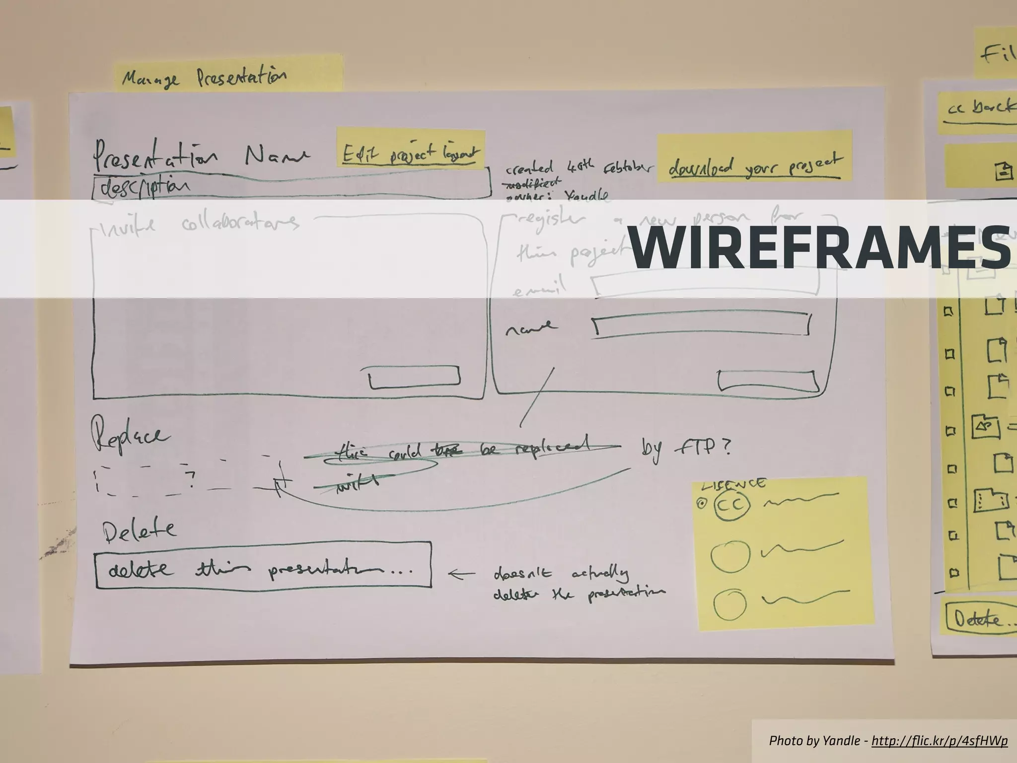 Photo by Yandle - http://ﬂic.kr/p/4sfHWp
WIREFRAMES
 