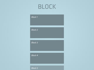 BLOCK
Block 1
Block 2
Block 3
Block 4
Block 5
 