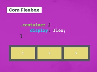 Com Flexbox
.container {
display: flex;
}
1 2 3
 