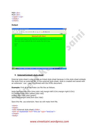 CSS in HTML | PDF | Web Design and HTML | Internet