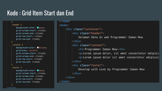 Kode : Grid Item Start dan End
 