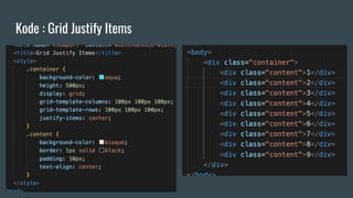 Kode : Grid Justify Items
 
