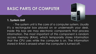 CSS Quarter 1 LESSON 2 - BASIC PARTS OF COMPUTER. | PPTX