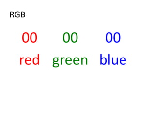RGB
00 00 00
red green blue
 