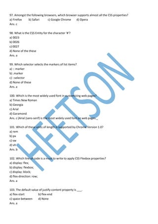 CSS MCQ (Cascading Style Sheet Question) | PDF