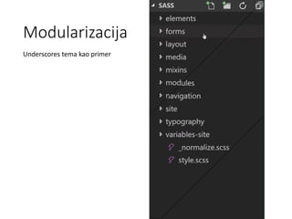 Modularizacija
Underscores tema kao primer
 