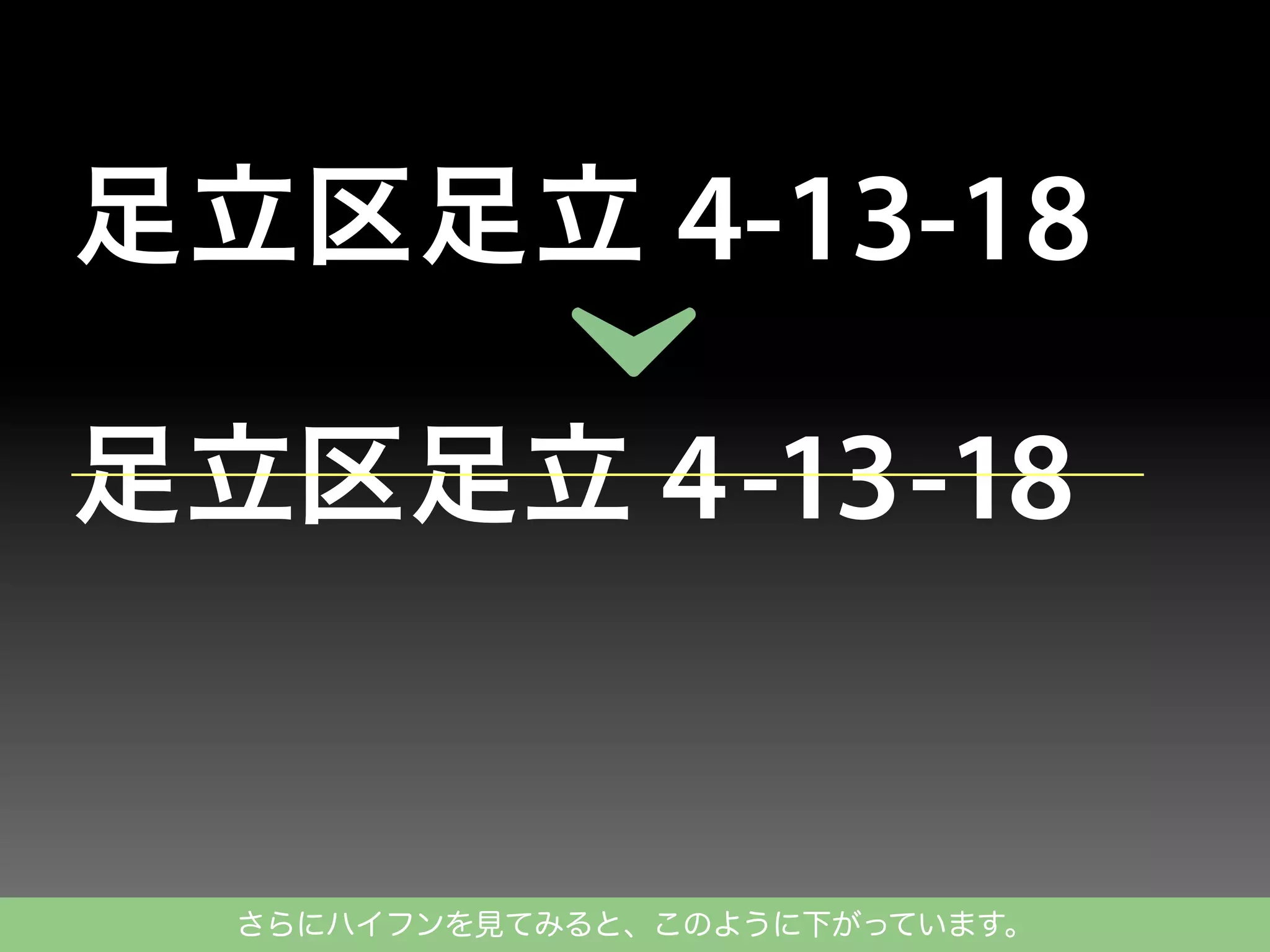 さらにハイフンを見てみると、このように下がっています。

 