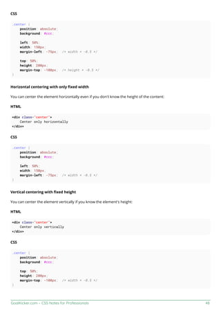 Css notes for professionals | PDF