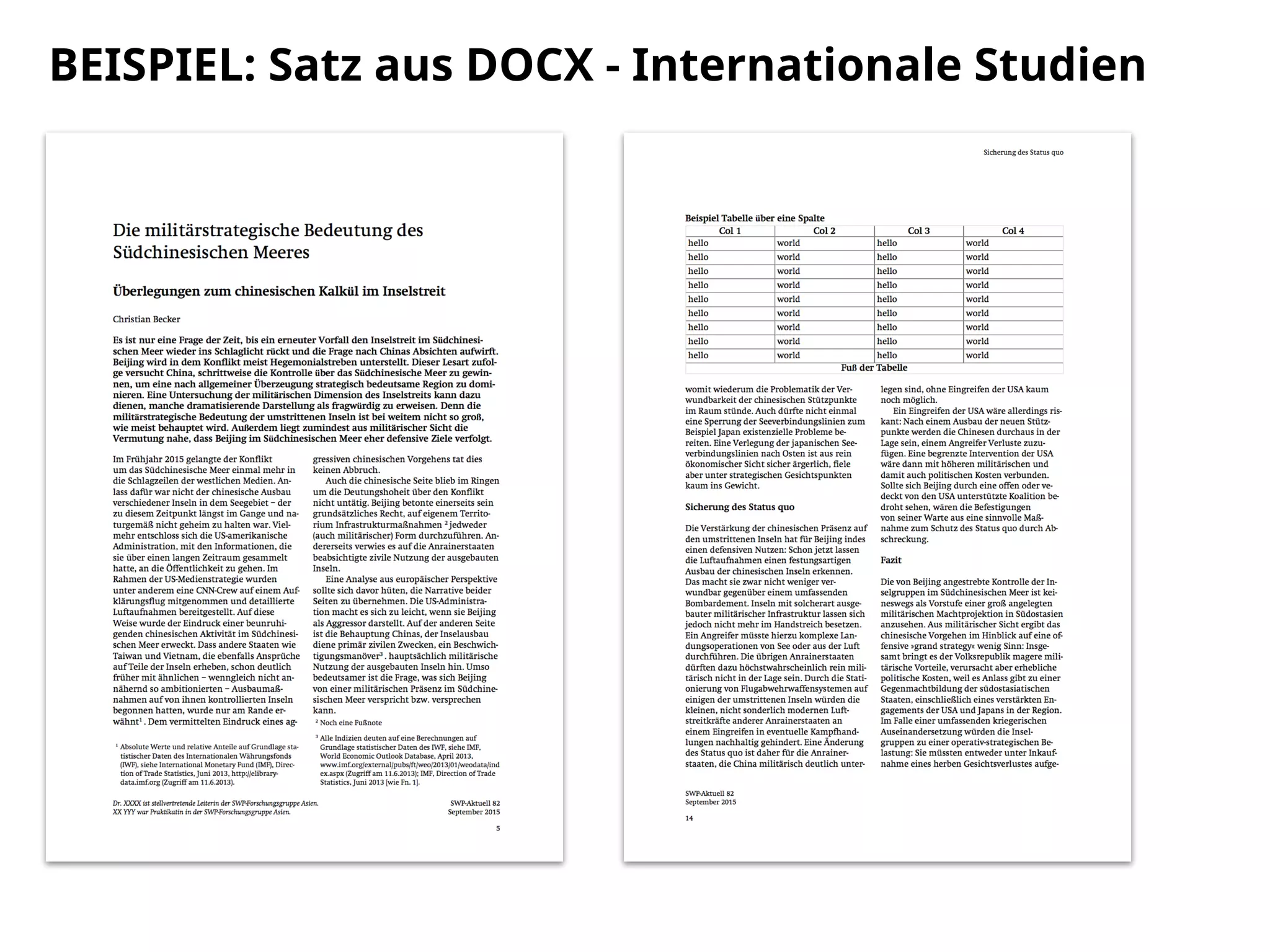 BEISPIEL: Satz aus DOCX - Internationale Studien
 