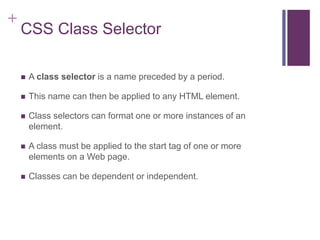 CSS Selectors and Fonts | PPTX