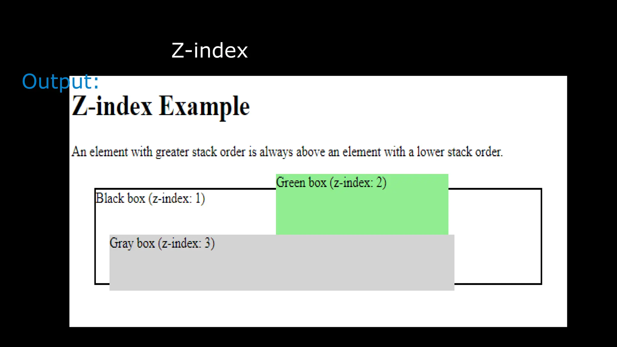 Z-index
Output:
 