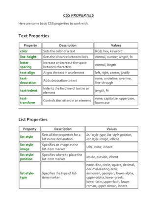 Css properties | PDF