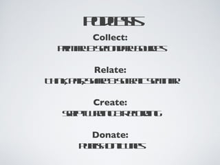 Podcasts Collect: Primary & Secondary Sources Relate: Think, Pair, Share & Socratic Seminar Create: Script Writing & Recording Donate: Publish on iTunes 