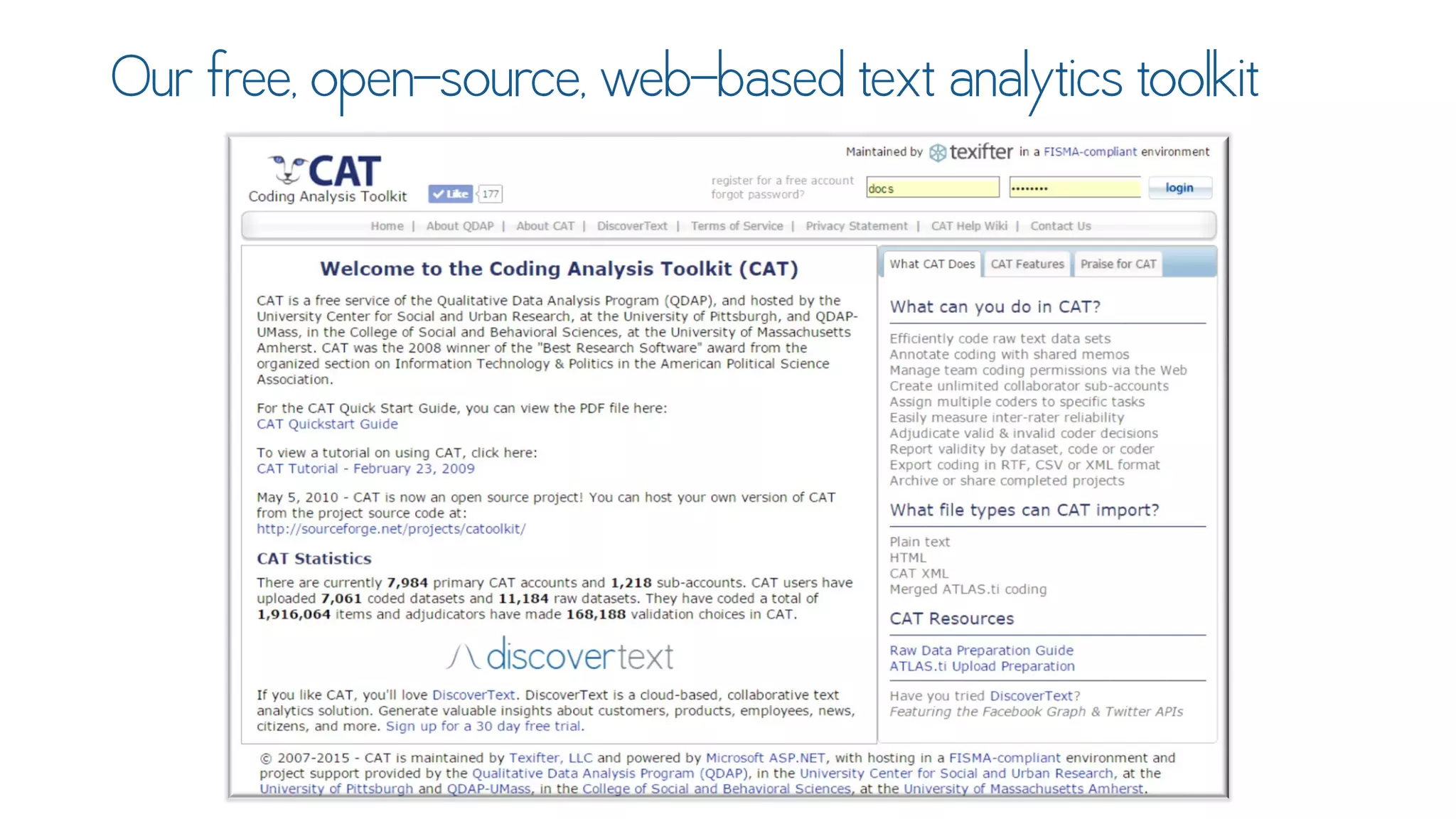 Text Analytics for Social Data Using DiscoverText & Sifter
