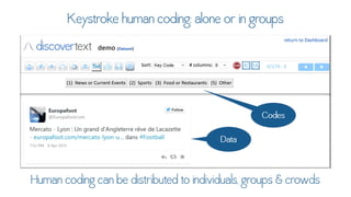  Text Analytics for Social Data Using DiscoverText & Sifter