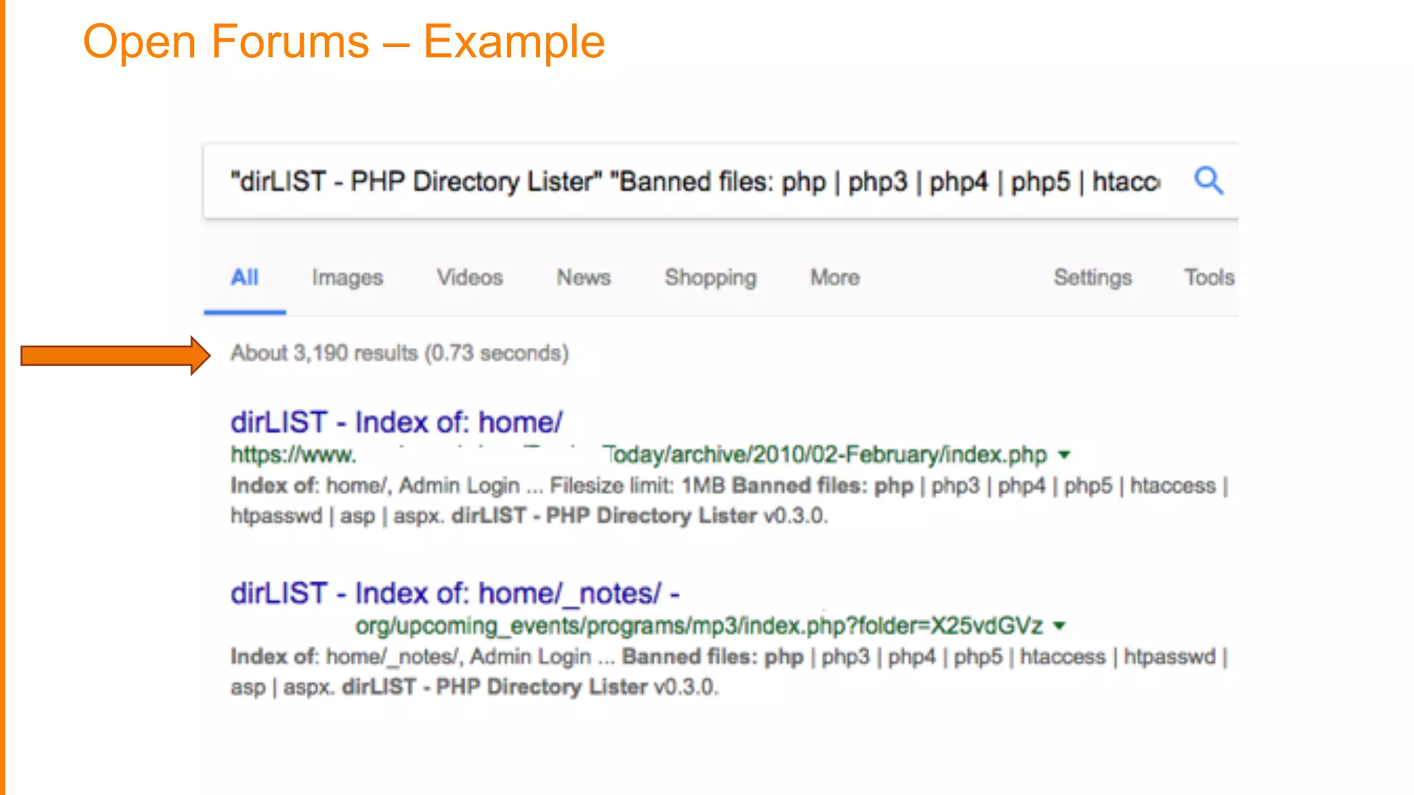 Open Forums – Example
 