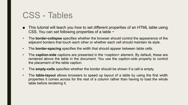 Css tables | PPTX