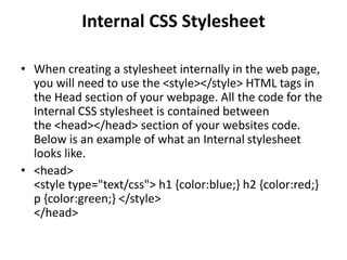 Css types internal, external and inline (1) | PPT