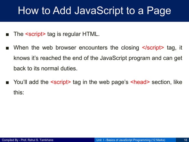 CSS Unit I - Basics of JavaScript Programming | PDF
