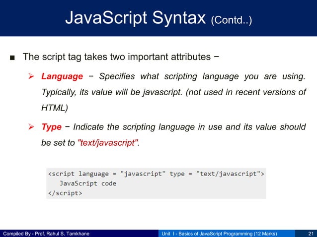 CSS Unit I - Basics of JavaScript Programming | PDF
