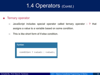 CSS Unit I - Basics of JavaScript Programming | PPT