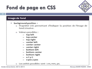 Fond de page en CSS
Maroua BAKRI HOSNI - ENSI
55
Année Universitaire: 2012-2013
 