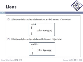 Liens
Maroua BAKRI HOSNI - ENSI
58
Année Universitaire: 2012-2013
 