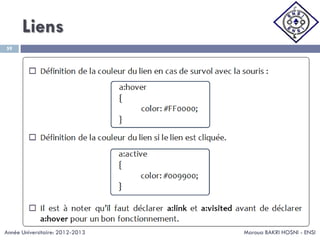 Liens
Maroua BAKRI HOSNI - ENSI
59
Année Universitaire: 2012-2013
 