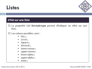 Listes
Maroua BAKRI HOSNI - ENSI
65
Année Universitaire: 2012-2013
 