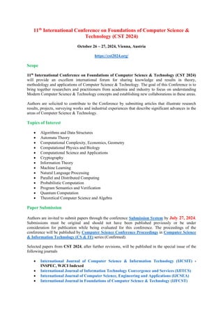 Call for Papers - 11th International Conference on Foundations of ... image.