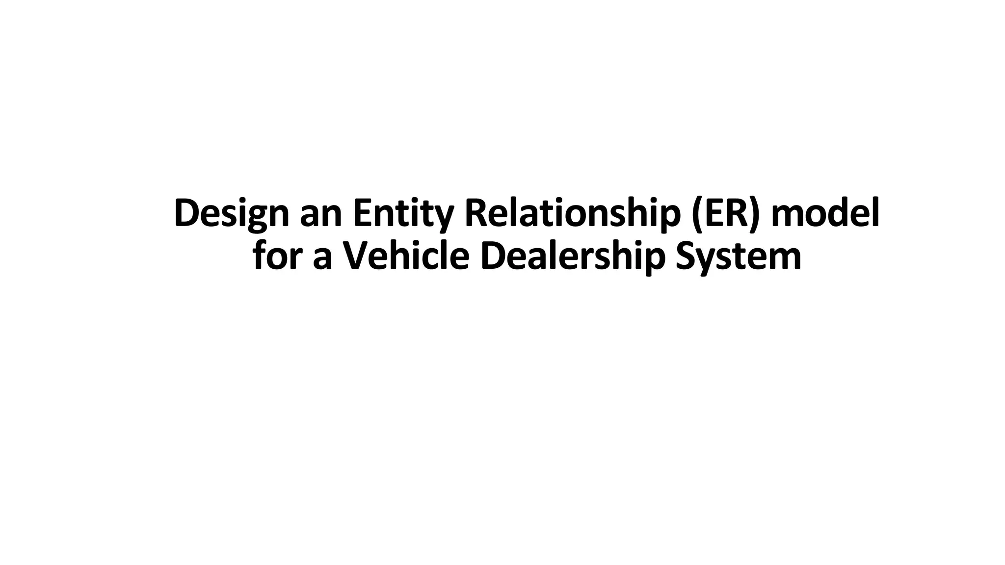 Design an Entity Relationship (ER) model for a Vehicle Dealership System 