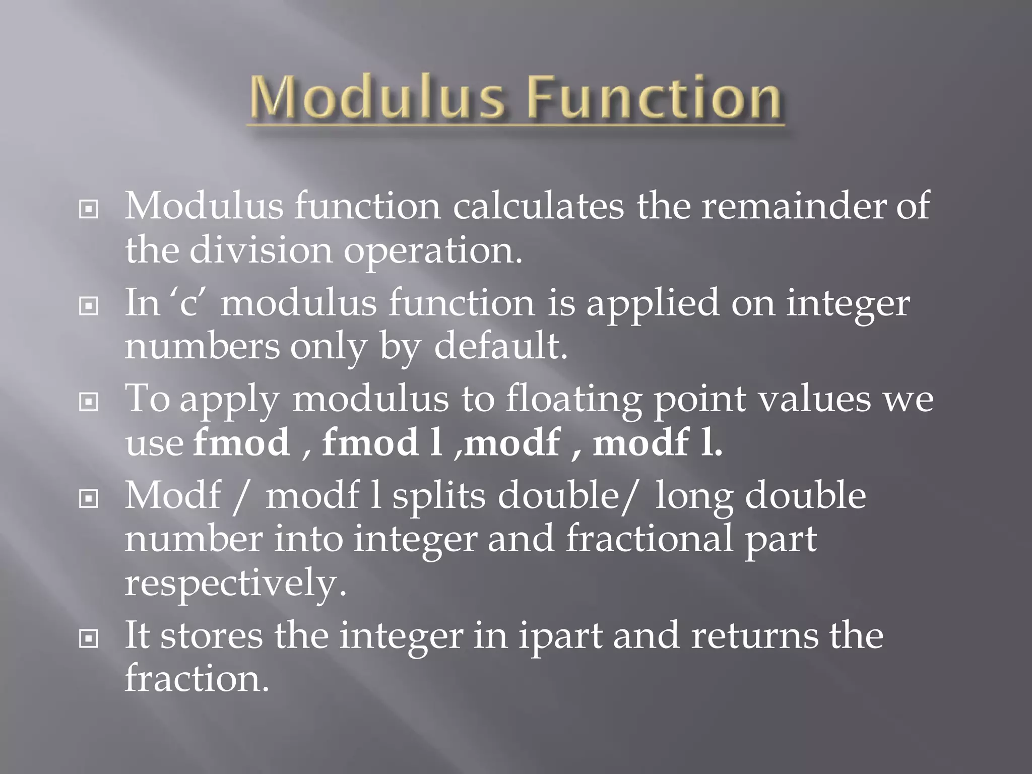 C standard library functions ppt