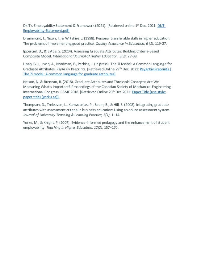 Measuring Graduate Attributes - Lit Review for Tracker | PDF