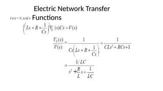 I (s) = VC (s)Cs
Electric Network Transfer
Functions
 