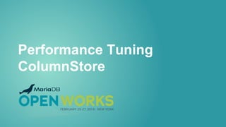 Performance Tuning
ColumnStore
 
