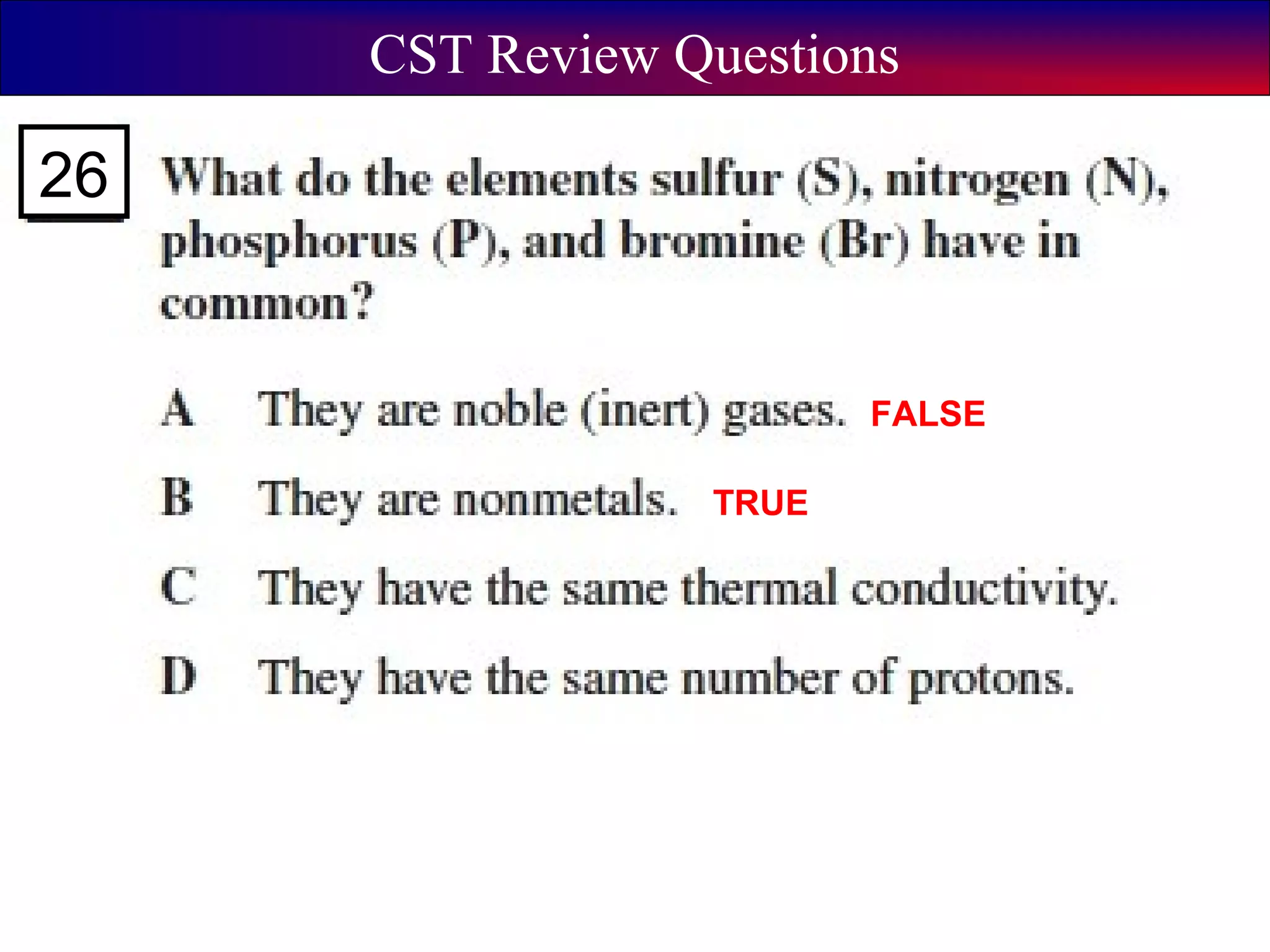 CST Review Questions
FALSE
TRUE
26
 