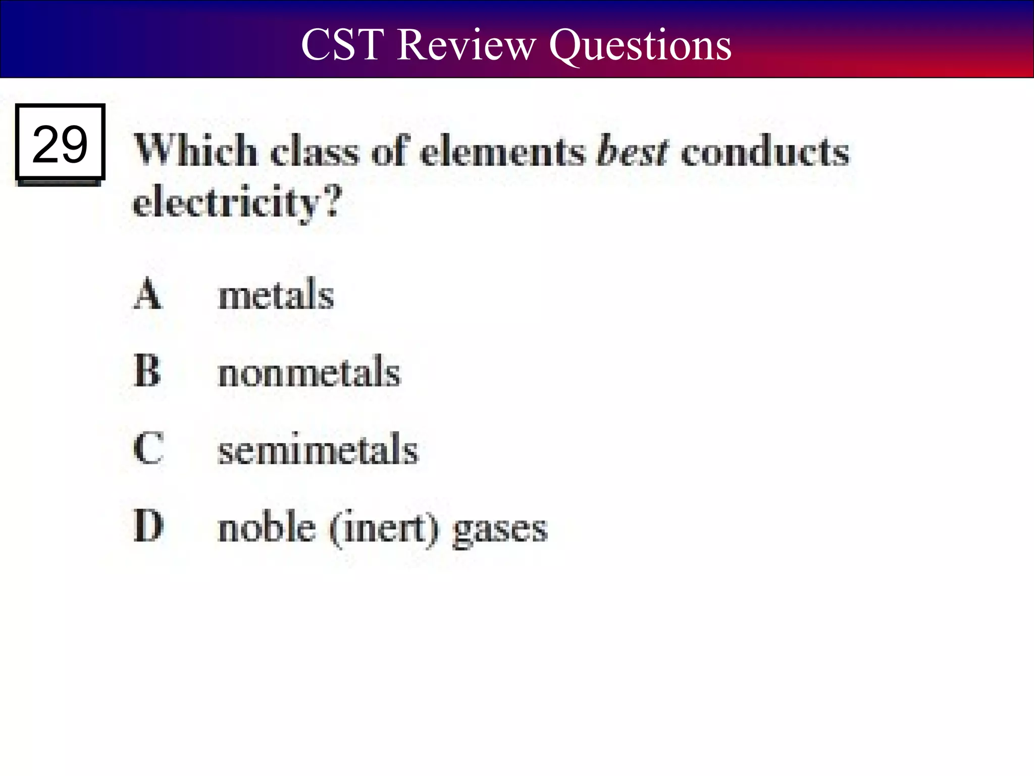 CST Review Questions
29
 
