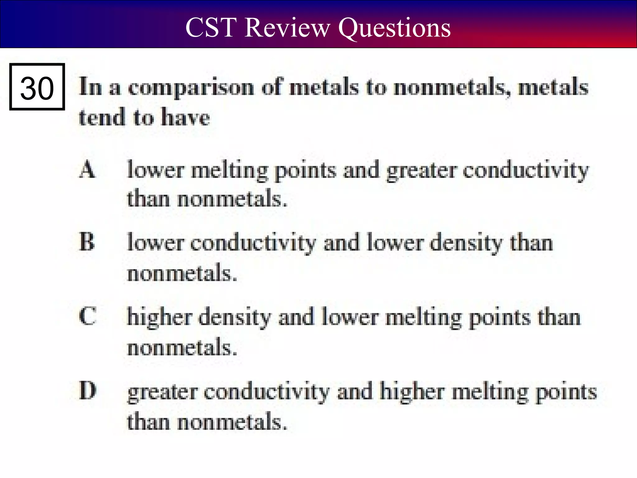 CST Review Questions
30
 