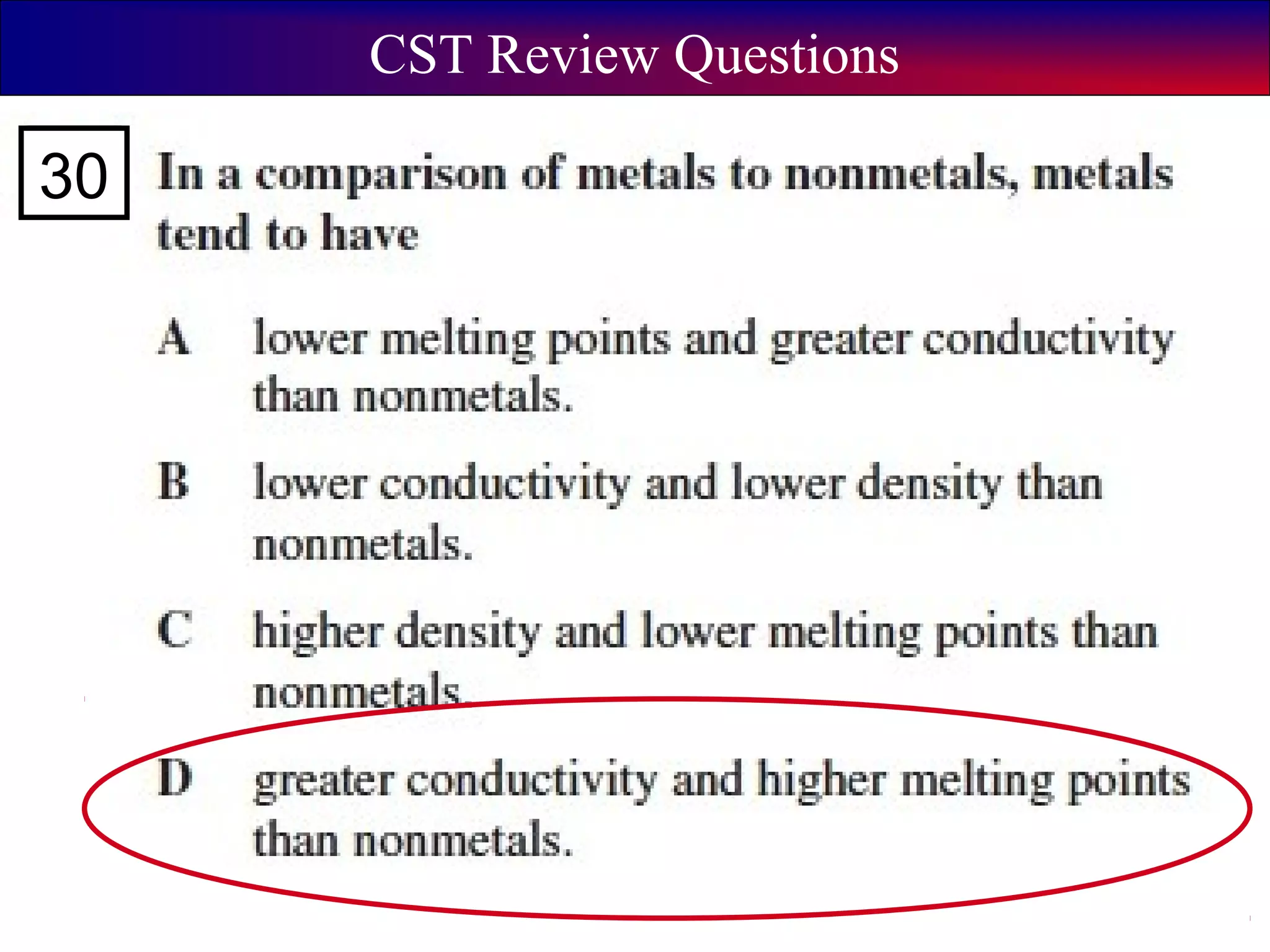 CST Review Questions
30
 