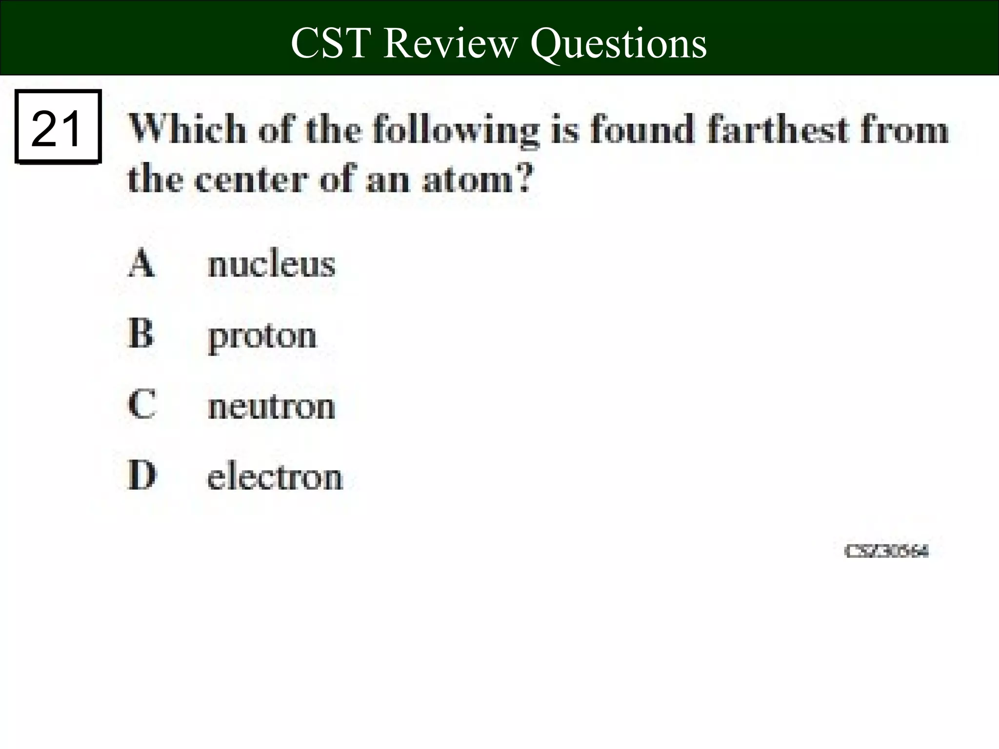 10. What is the reference point?
CST Review Questions
21
 