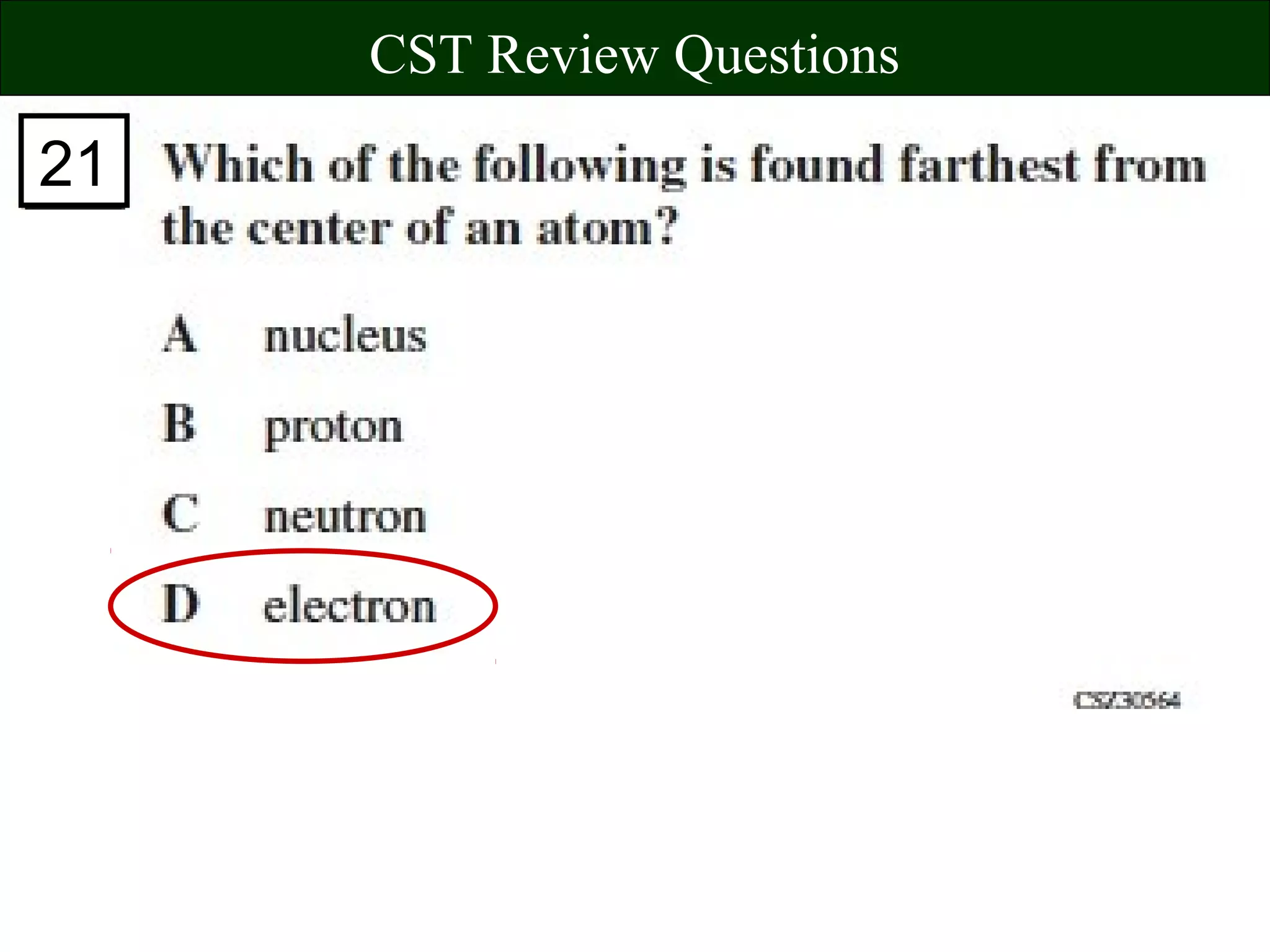 10. What is the reference point?
CST Review Questions
21
 
