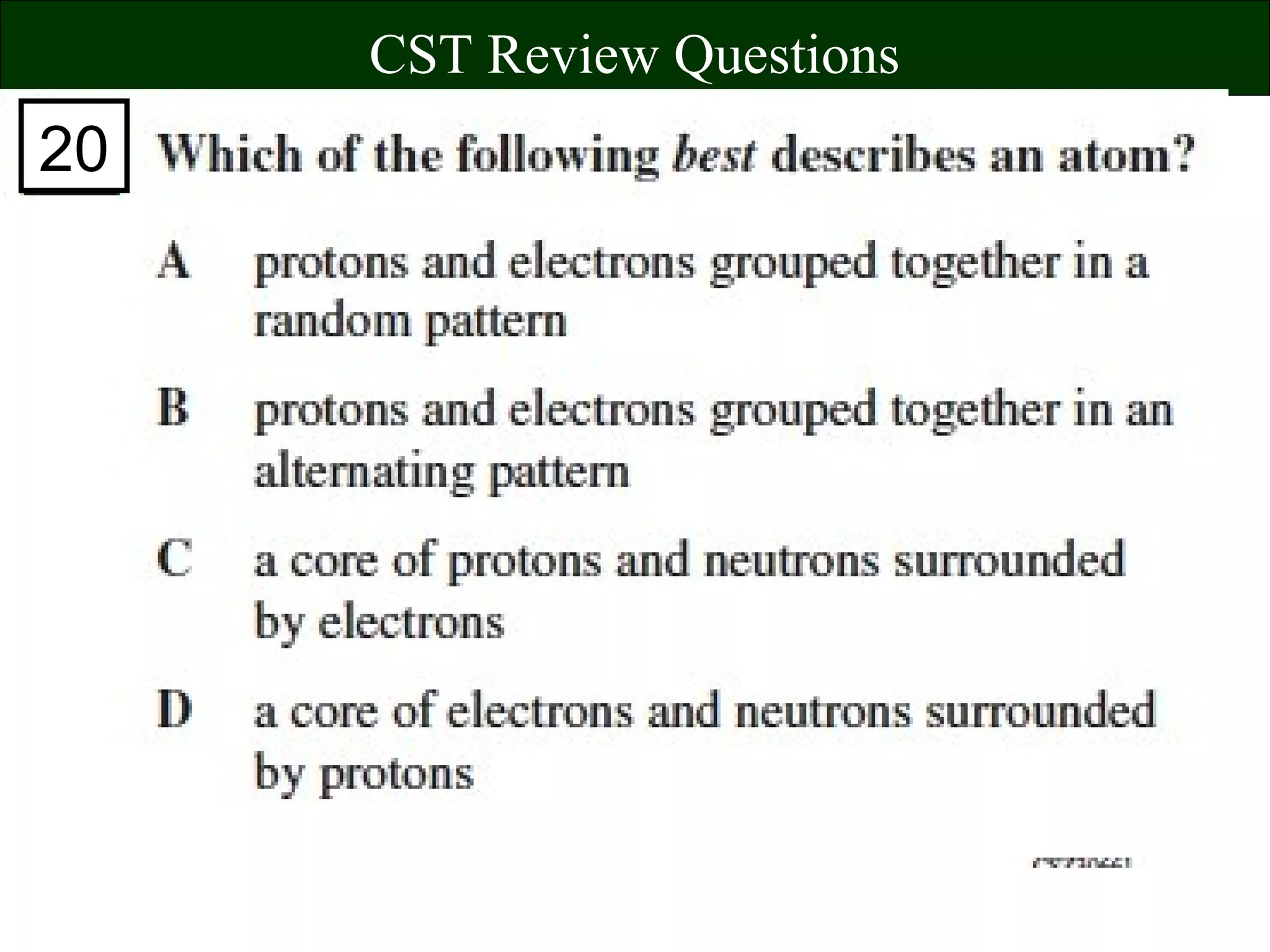 CST Review Questions
20
 