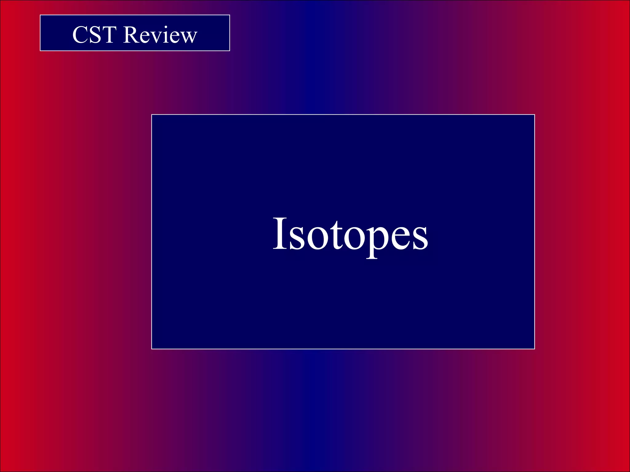 CST Review
Isotopes
 