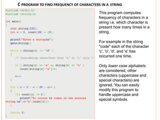 string in C | PPTX | Programming Languages | Computing