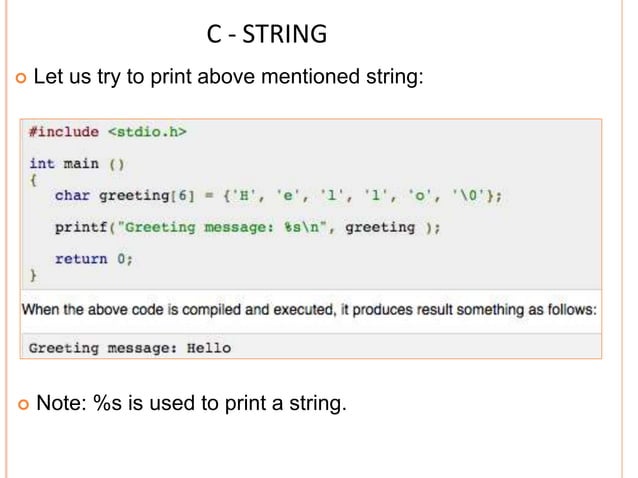 string in C | PPTX | Programming Languages | Computing