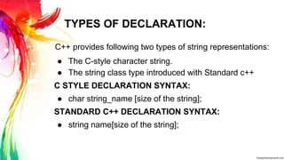 C++ string | PPTX | Programming Languages | Computing