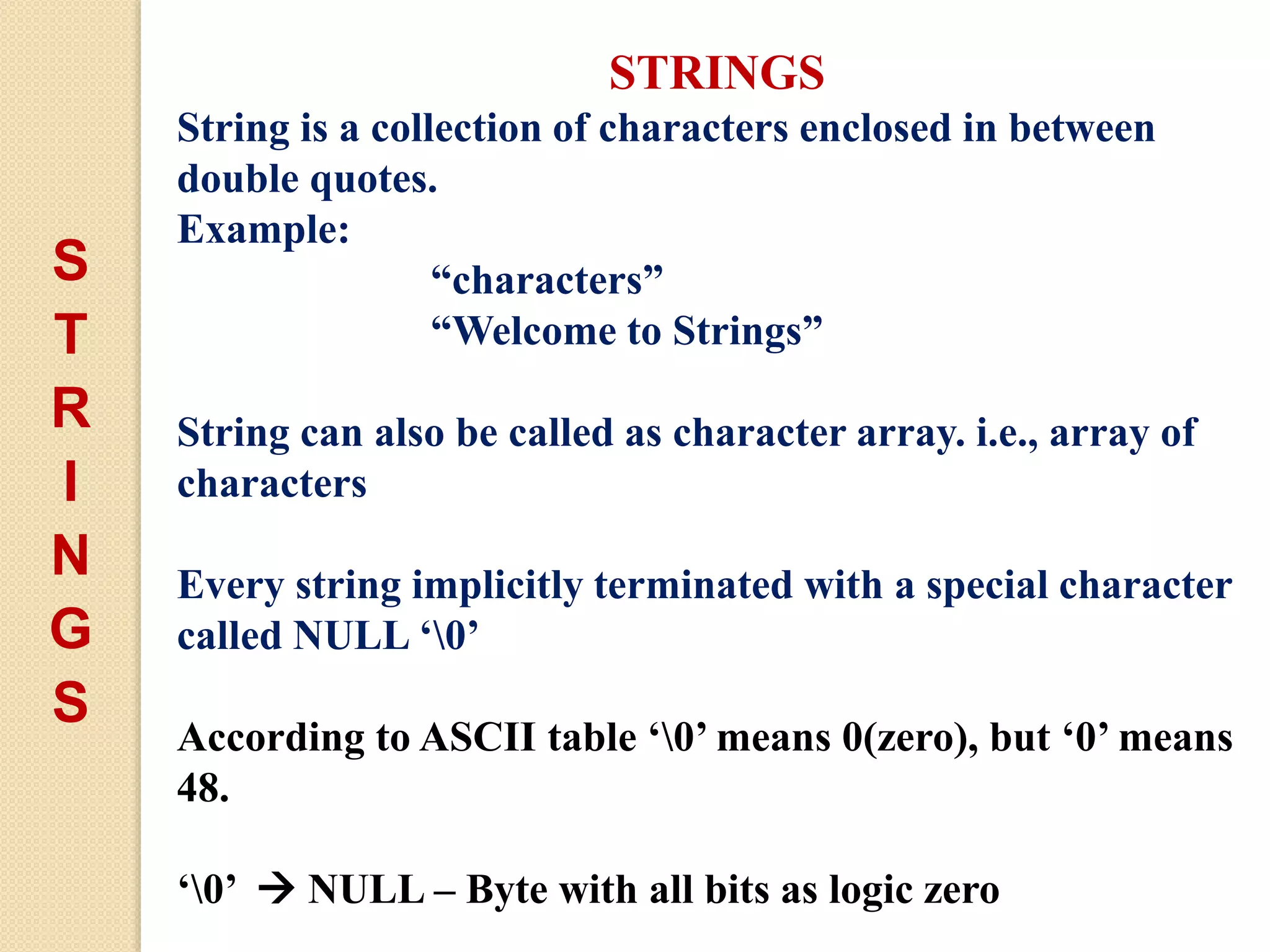 strings in c language and its importance | PPT