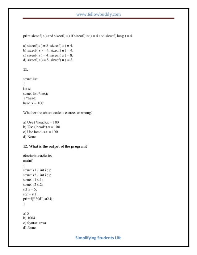 c structure and union www fellowbuddy com size of struct