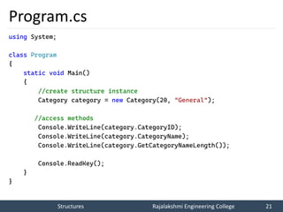 C# Structures - Computer Science and Engineering Department | PPT